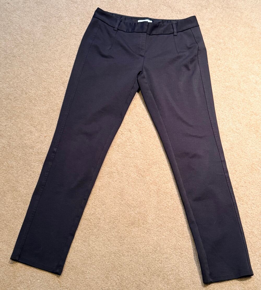 New York & Company Women's Black Stretch Pants Trousers Size 2 Side Seam Trim